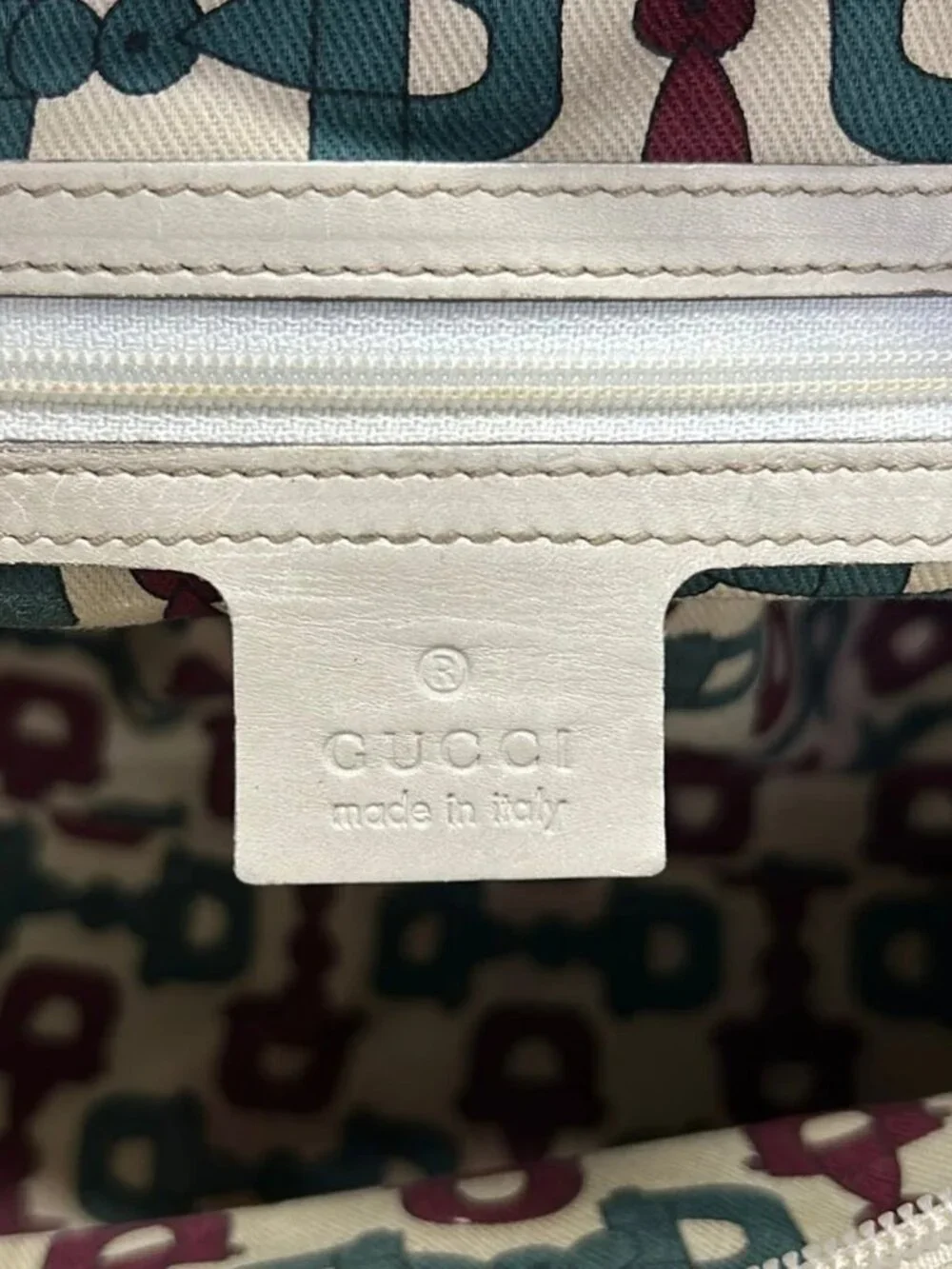 GUCCI Guccissima 145993 Cream Light gray Leather Handbag